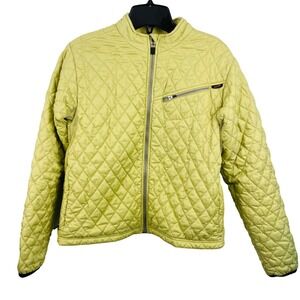 Obermeyer Womens Quilted Jacket Green Mesh Underarm Zip Pockets Polyester Size 8